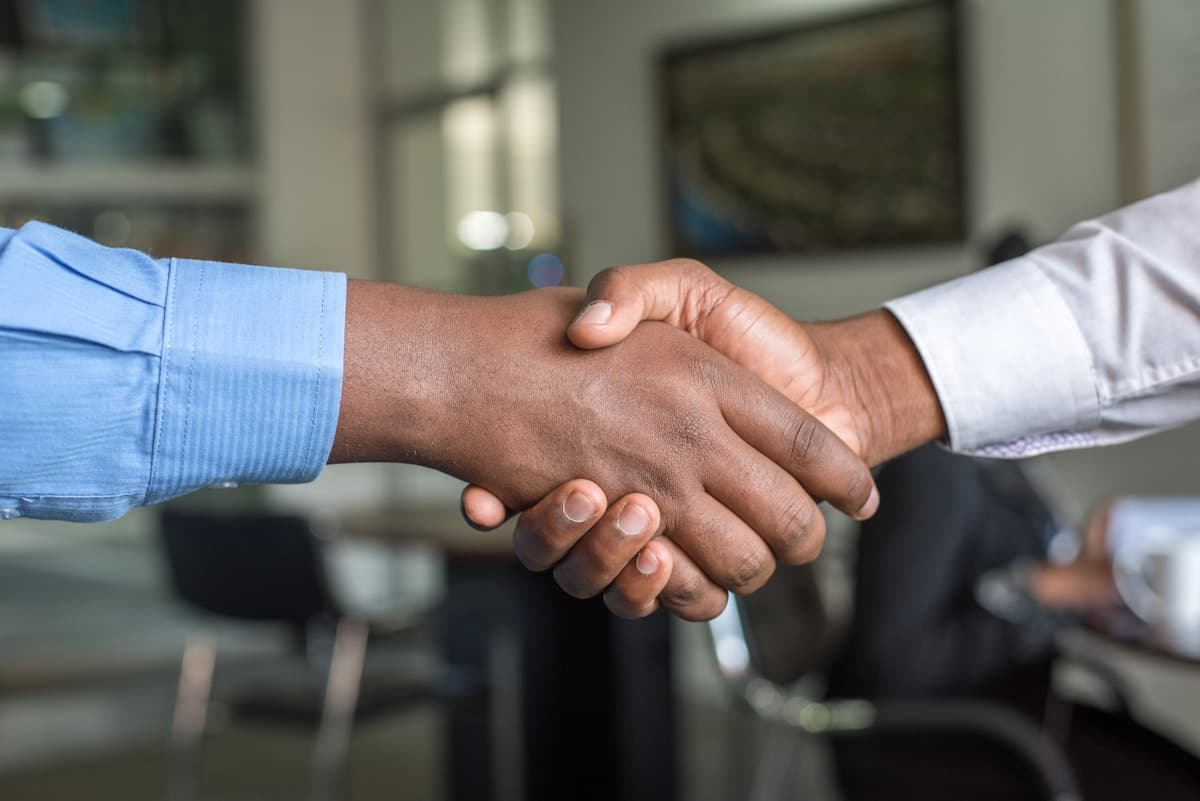 Business professionals in a confidential meeting